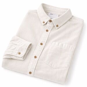 ASOS DESIGN Corduroy Shirt Jacket Men 2XL Cream Button Down Overshirt Cotton